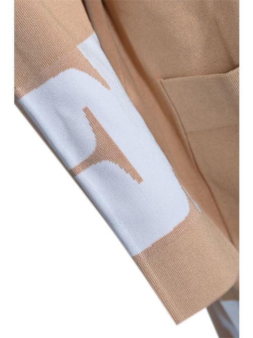 Cardigan in viscosa con bande logo Honey/Avorio Elisabetta Franchi | MK02S56E2EG1